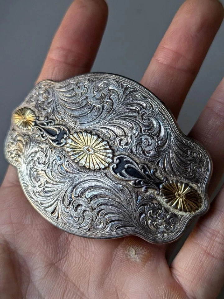 Винтажная пряжка для ремня MONTANA SILVERSMITHS ИНДЕЙСКАЯ СЕРЕБРЯНАЯ ТАРЕЛКА КОРЕННЫХ АМЕРИКАНЦЕВ - Изображение 2 из 4