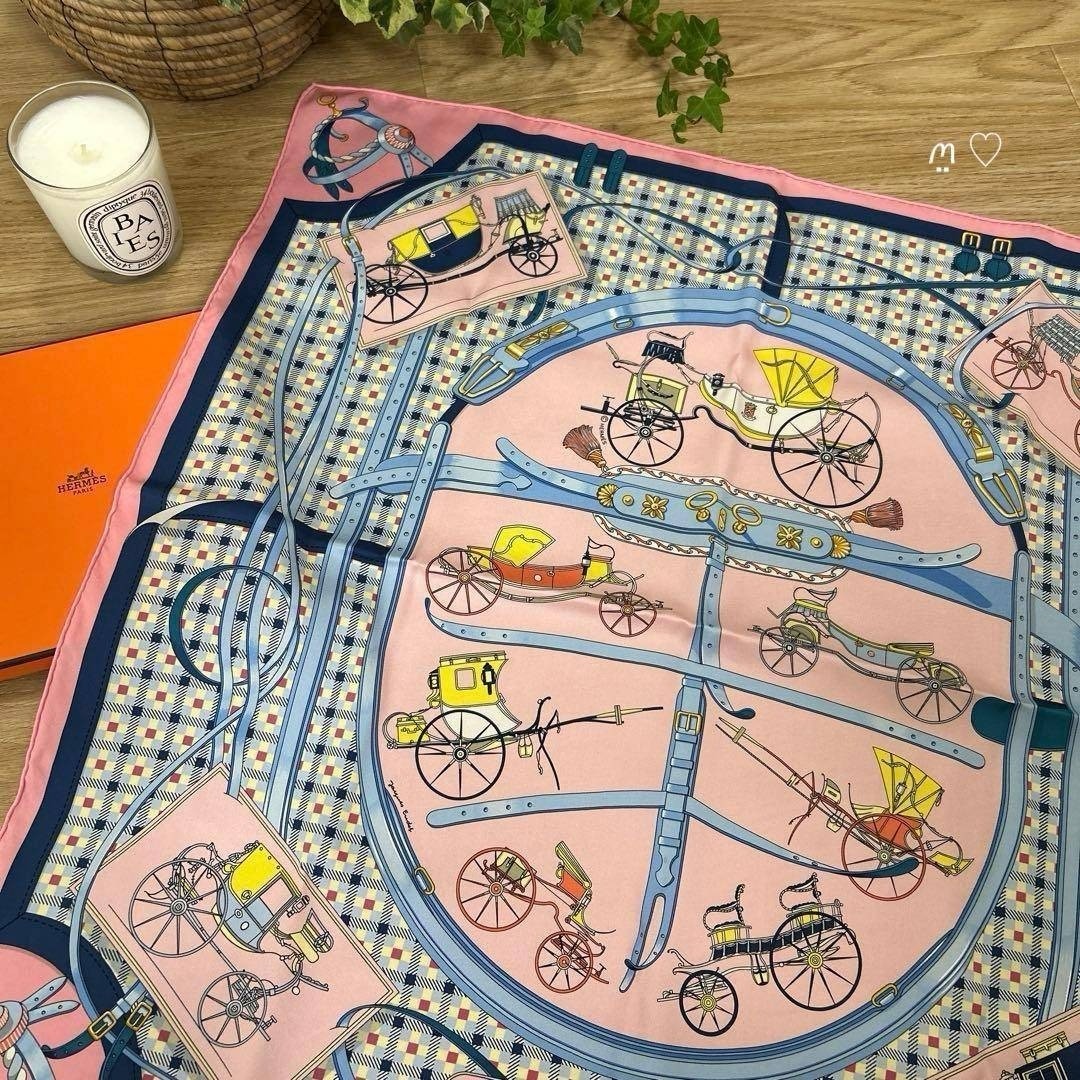 Hermes 70 History of the Carriage Silk Scarf Rose Trousers r0_0209 thumbnail 6