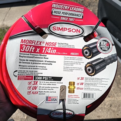 #ad Simpson MorFlex Pressure Washer Hose 30ft x 1 4in 0.25in MPN 80391 $38.24