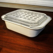 Vintage Pyrex Corningware Dimpled Dish & Lid Made In USA MC-1-B & MC-1-C