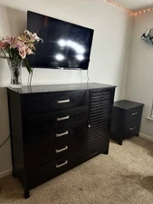 Dresser , Black With Silver Handles. Deep drawers, Used
