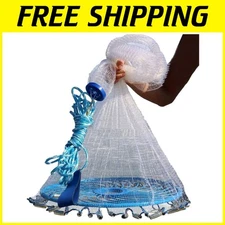 8FT Nylon Mesh Cast Net for Easy Bait Fishing - Adjustable & Lightweight