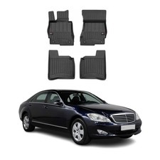 OMAC Gummi Fu&szlig;matten f&uuml;r Mercedes S Klasse W221 Langer 2005-2013 Premium TPE 4x