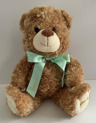 Vintage Harrods Plüsch Teddybär mit grüner Schleife Harrods auf der Schleife und linker Pfote