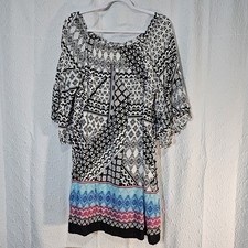 Wrangler Rock 47 Women’s Midi Dress Sz XXL Black White Western Flutter Sleeves