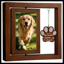 Dog Memorial Gifts for Loss of Dog, Rotating Wooden 4x6 Picture Frame