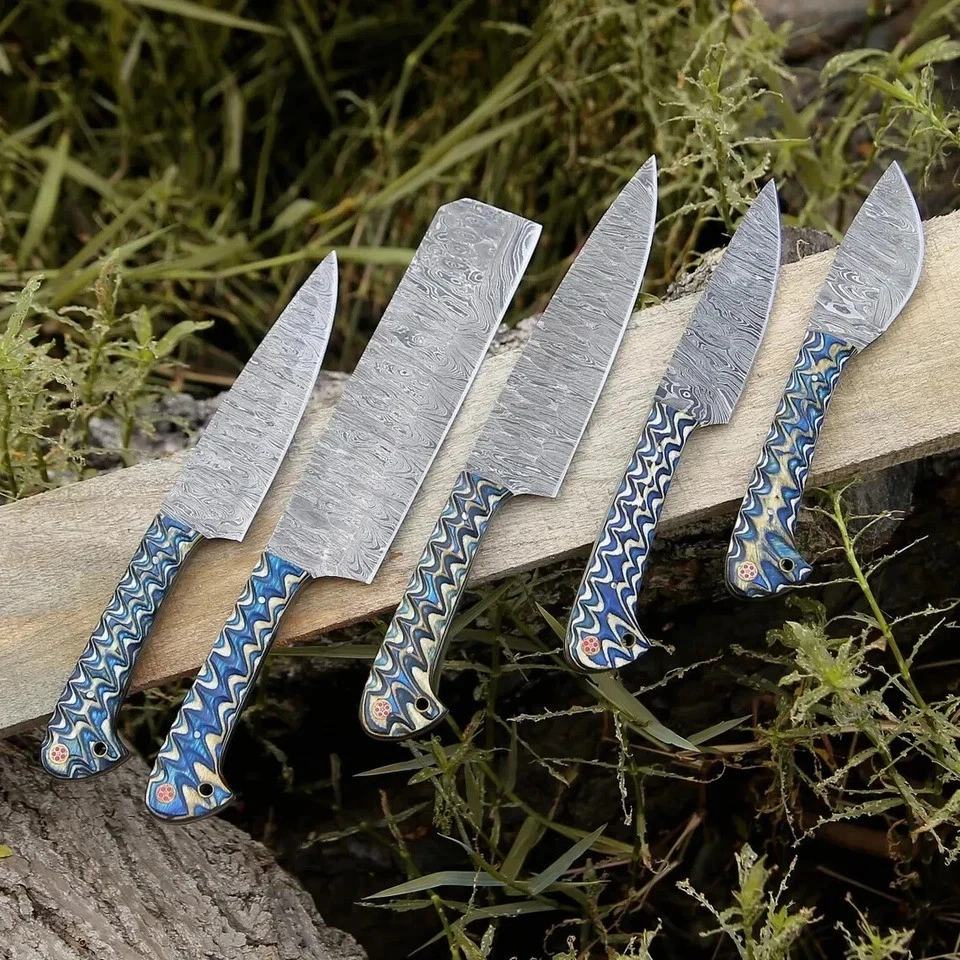 Handmade Damascus Steel 5 PCS Chef Knife set Professional Kitchen Knives