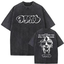 MF DOOM Washed Black Graphic T Shirt Hip Hop Rap Streetwear Unisex Tee
