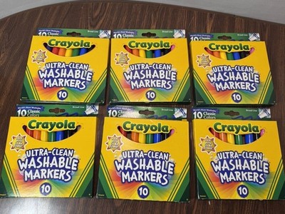 6 Packs New! Crayola Color Broad Line Ultra Clean Washable Markers - 10 Per Pack