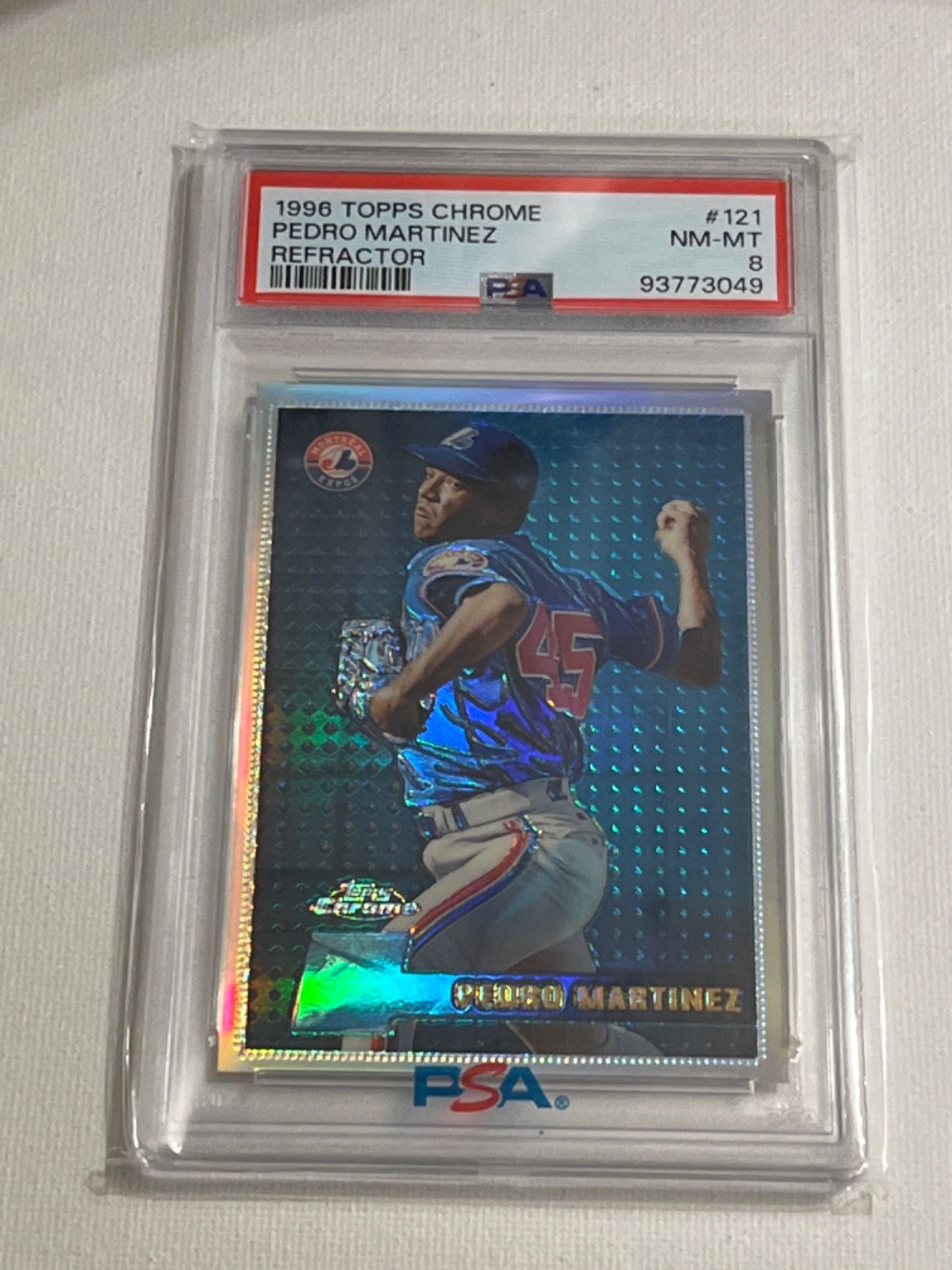1996 TOPPS CHROME REFRACTOR PARALLEL #121 PEDRO MARTINEZ EXPOS PSA 8 RARE!!