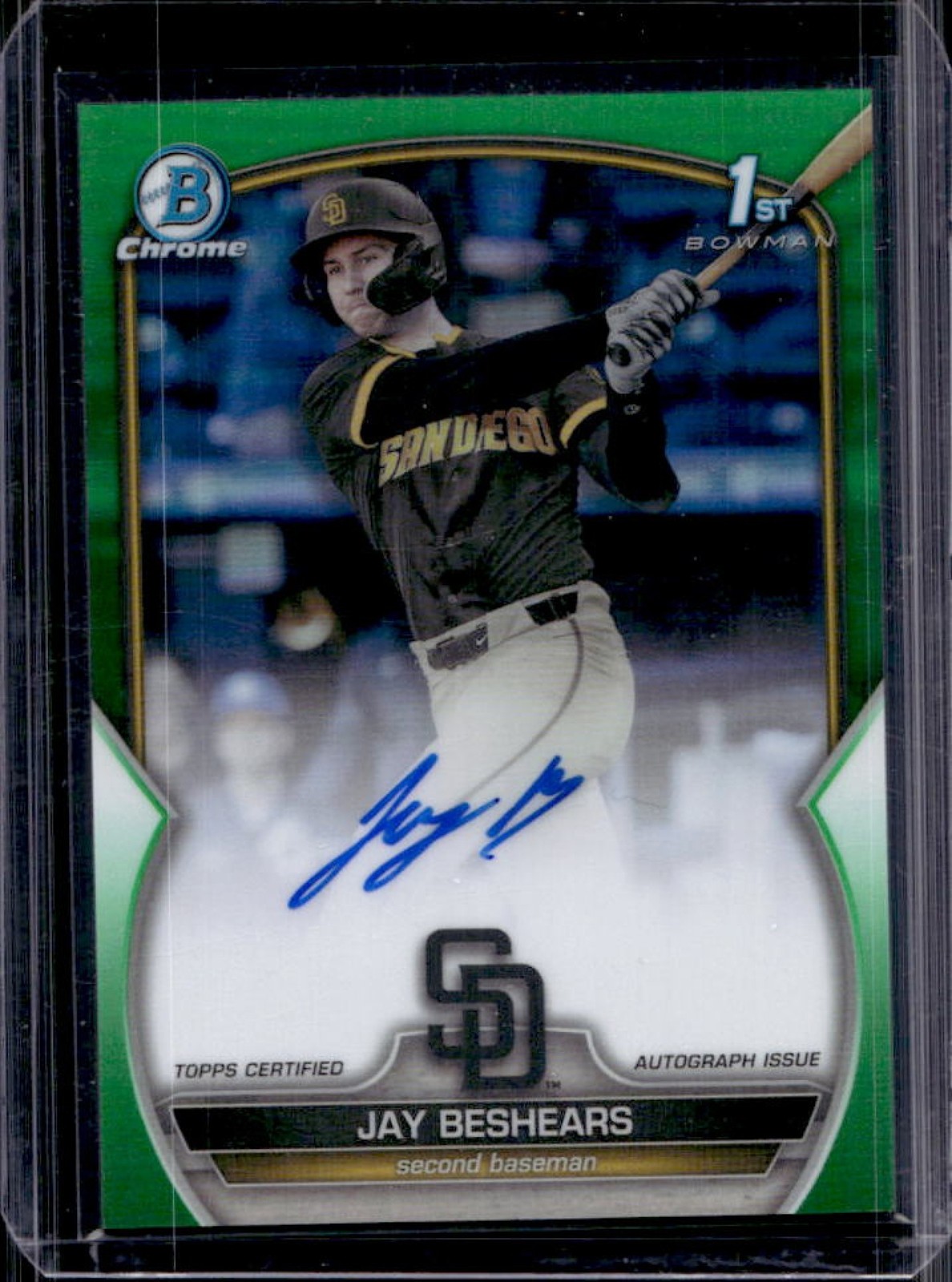 2023 Bowman Draft Jay Beshears Chrome Auto Green Refractor 1st #/99 Padres