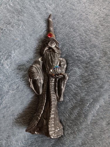 Vintage 5'' Pewter 1980's Wizard Figurine !