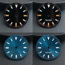 28.5mm Blue Black  Watch Dial Green Lume No Date for Nh35 M8215 E2824 Movements