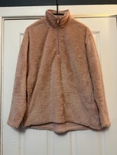 Women’s Bonprix Fluffy Quarter Zip Jumper Rose Size M