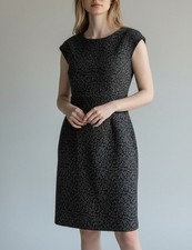 Calvin Klein Grey & Black Leopard Print Sheath Small Dress