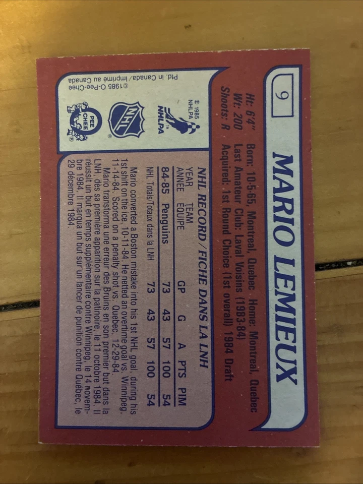 1985-86 O-Pee-Chee - Mario Lemieux #9 (RC) Foto 2 de 2
