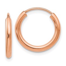 15.2mm 14k Rose Gold Polished Round Endless 2mm Hoop Earrings XY1246