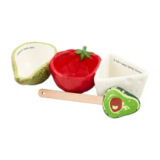 Mud Pie Guac Salsa Queso Triple Tidbit, dish 5 1/2" x 11" | spatula 7", GREEN