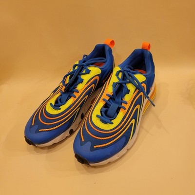 NIKE Air Max 270 React  Solar Blue Volt Orange Mens Sz 10.0