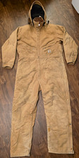 Vintage Carhartt Brown Duck Insulated Coveralls Hood Red Quilt Approx 50T