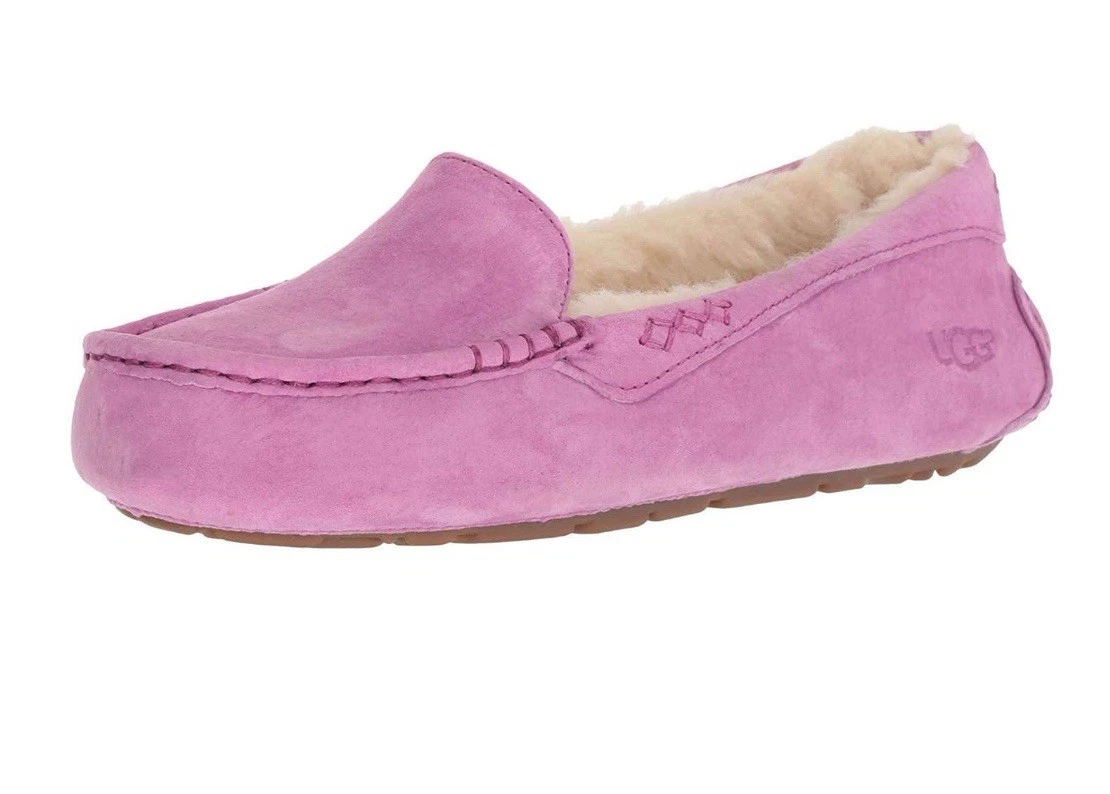 Scarpe mocassino pantofole UGG Australia donna ANSLEY taglia 9 ROSA scamosciate prezzo al dettaglio consigliato 120 $