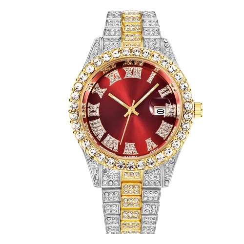 Luxury Hip Hop Cool Bling Ice Out Paved Men's Watch Stainless Steel Rhinestones - Picture 8 of 15