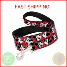 Buckle-Down Pet Leash - Mickey Mouse Expressions Red/Black/White - 6 Feet Long -