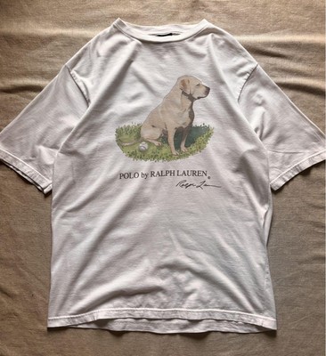 90s Polo Ralph Lauren Dog T Shirt Golden Retriever L 69cm Double  Stitch
