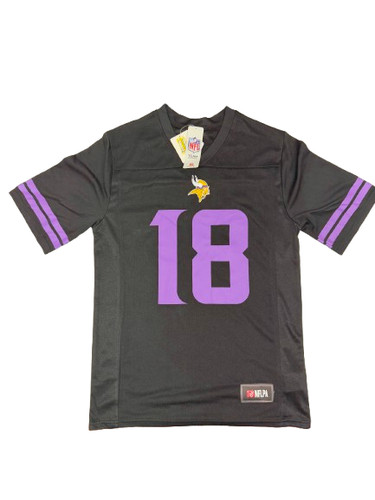 Team Apparel NFL Minnesota Vikings Jersey Men's Black Justin Jefferson #18 NWT