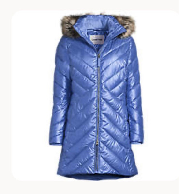 Lands  End  MSRP$249 NWT 3XL Blue Shine FeatherFree Fleece-Lined Hooded Coat