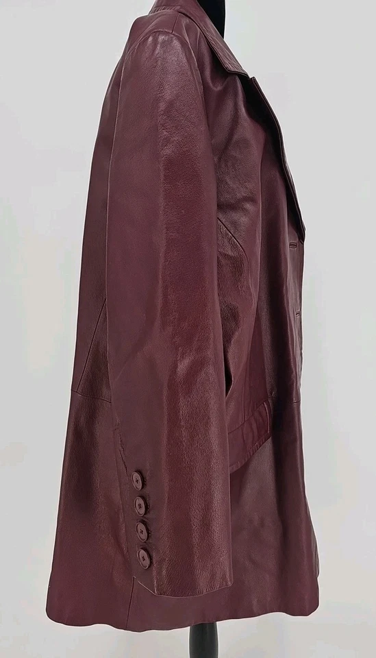 Vintage Newport News Leather Coat Burgundy 24W Mobwife - Image 4 of 4