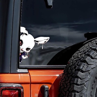 Peeking Sticker for Cars Double-Side Funny Scary Car Color: Left Purple Rabbit