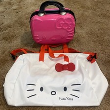 Sanrio Hello Kitty Pink Small Hard Case Makeup Carry On Luggage Soft Duffle