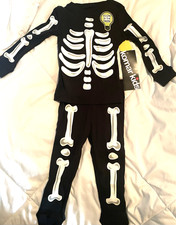 Toddler Kids Black Skeleton Glow In The Dark 2 piece Halloween Set 24 Month NWT