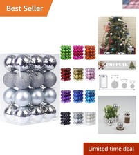 24Pcs Silver Shatterproof Christmas Ball Ornaments Set