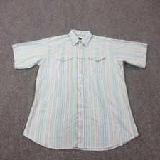 Panhandle Slim Shirt Mens XL Green Stripe Short Sleeve Western Snap Front