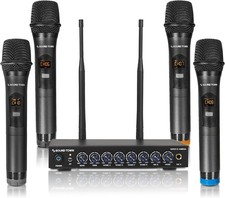 200 Channels Wireless Microphone Karaoke Mixer System, with 4 Metal Handheld Mic