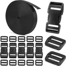 3/4" Nylon Webbing Strap Kit 6 Yards Side Release Buckles Tri-Glide Clips