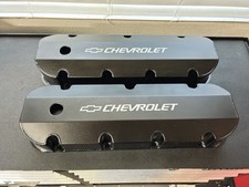 New Holley Black Fabricated Aluminum Bbc Chevy Bow Tie Valve Covers 241-281
