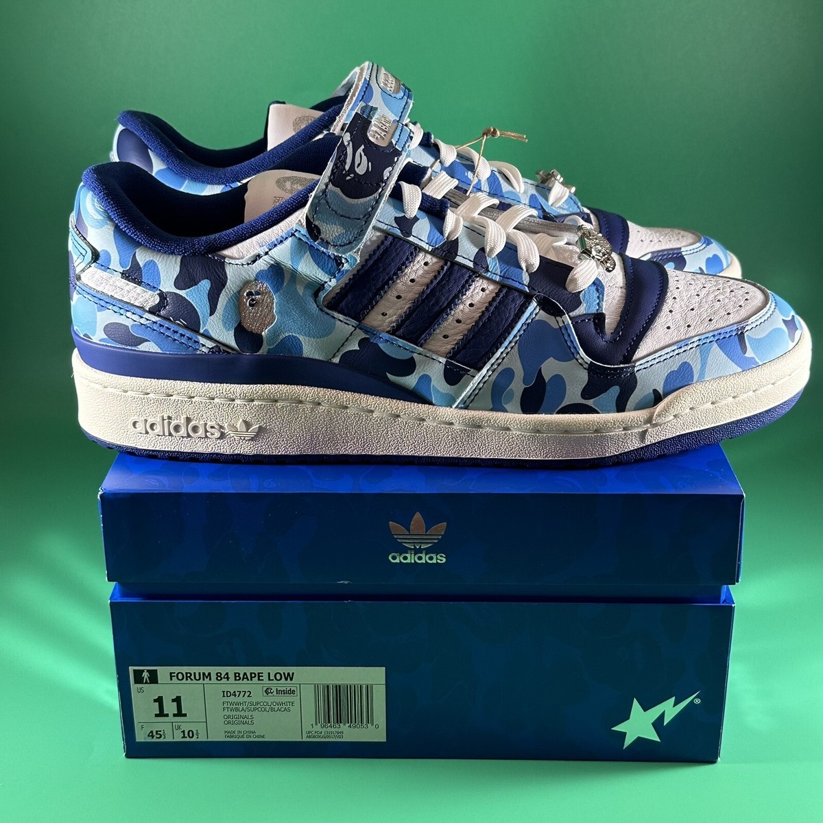 2X Adidas x Bape Forum 84 Low 30th Anniversary GREEN & BLUE