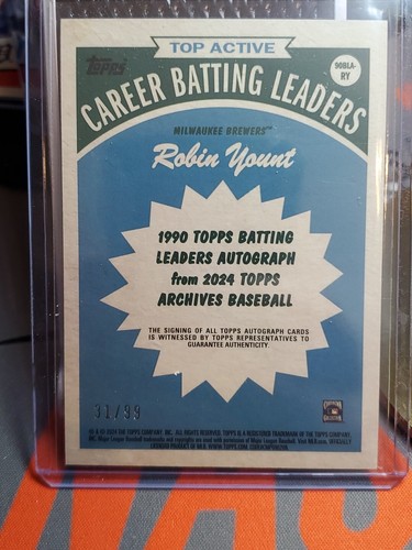 Robin Yount 2024 Topps Archives Green Foilboard AUTO (SP /99) #90BLA-RY Brewers - Picture 7 of 8