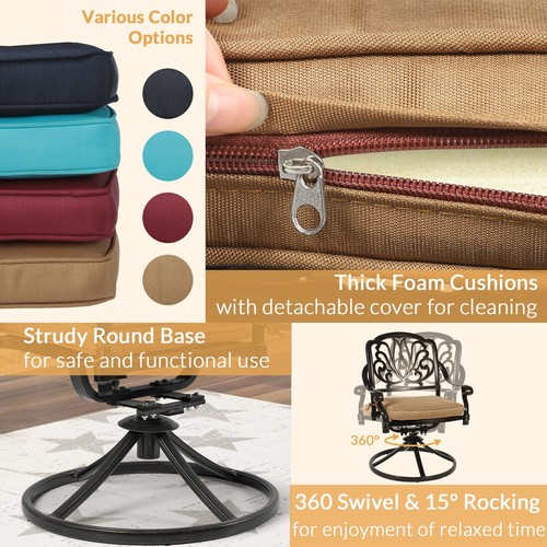 9 Piece Outdoor Patio Dining Set w/ Large Square Dining Table & 8 Swivel Chairs - Picture 28 of 40