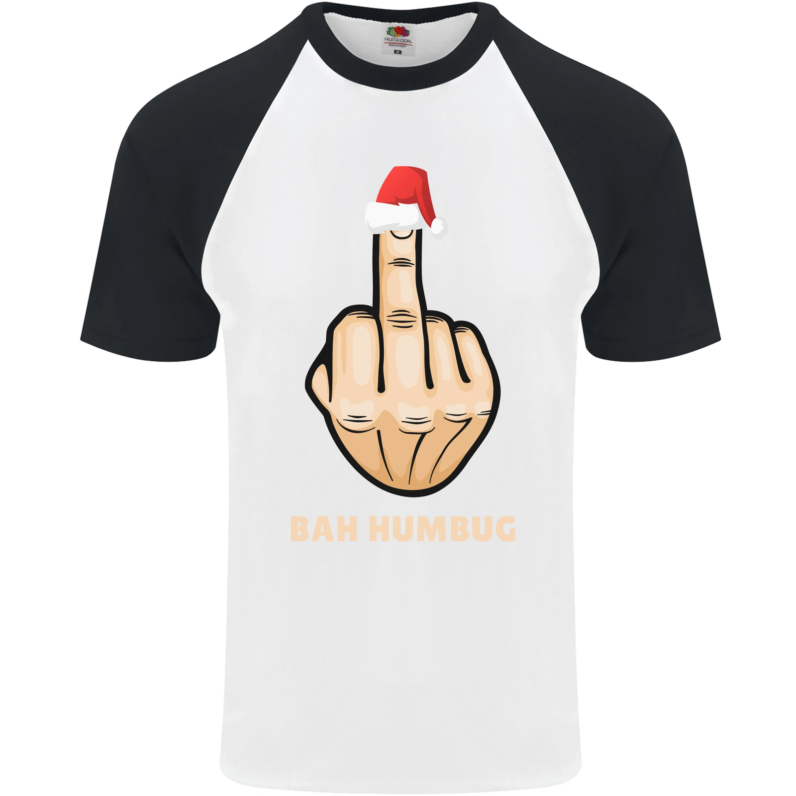RHUDE Maglietta da baseball Bah Humbug Finger Flip divertente Natale rude S S