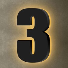 Backlit LED Home Address Numbers 7 Inch House Numbers Stainless Steel Hand-Po...