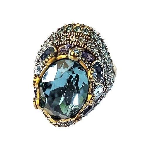Heidi Daus 蓝色 Shirli Statement 带水晶戒指 尺寸 11.5 — 第 2/4 张图片