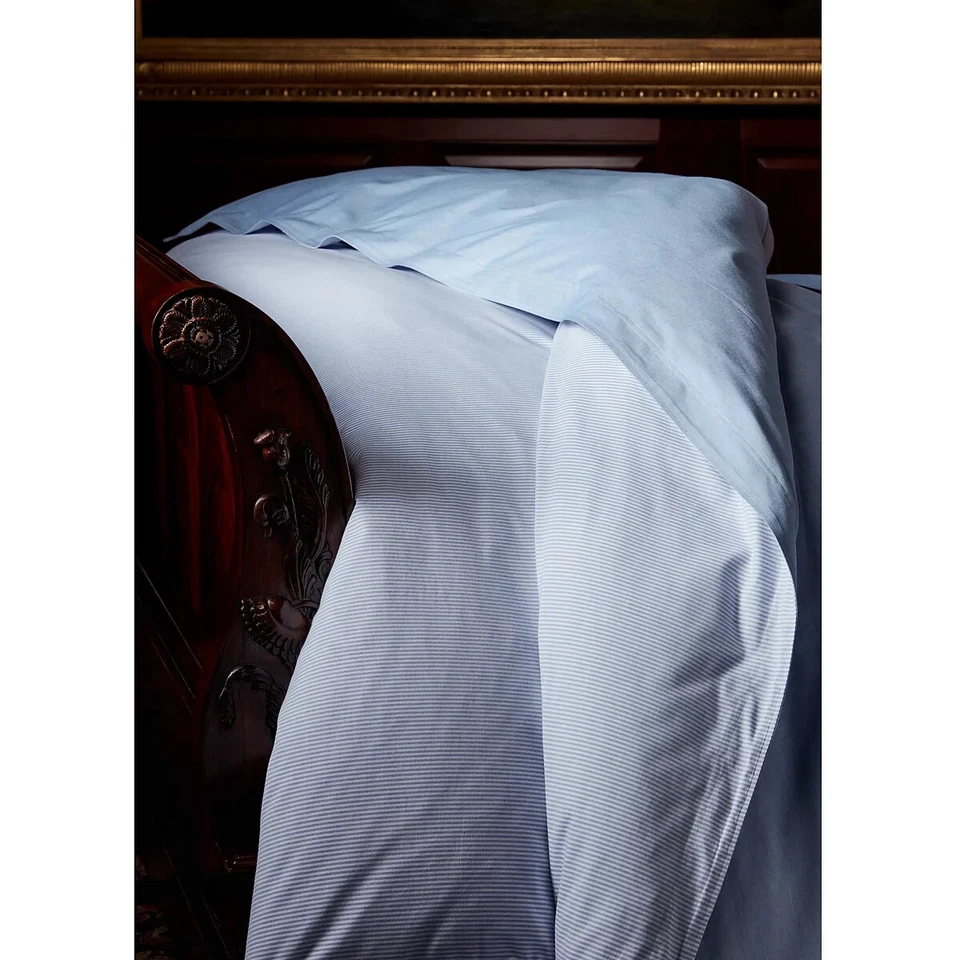 Funda nórdica Oxford reversible orgánica G2U con etiquetas Ralph Lauren azul cielo liso Foto 3 de 4