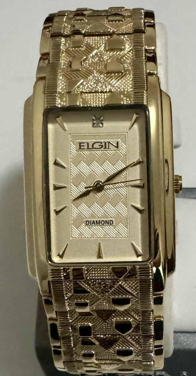 Elgin Diamond Reloj Elgin Antiguo Gold Tone Marca De Reloj Elgin