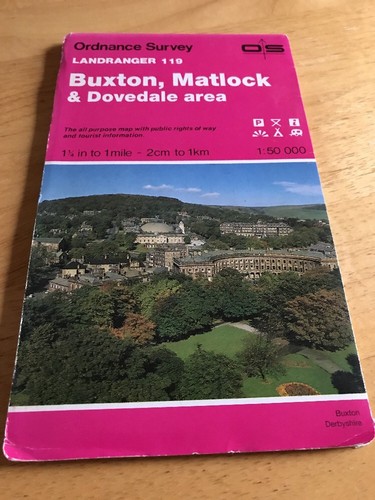 ORDNANCE SURVEY LANDRANGER MAP 119 - BUXTON & MATLOCK 1:50,000 PUBLISHED 1986