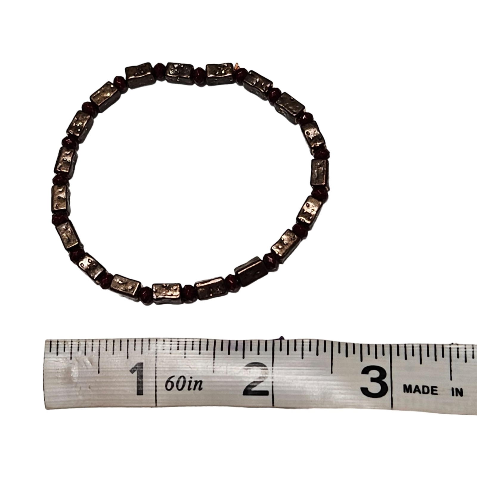 Handcrafted Rectangular Beaded Stretch Bracelet R… - image 3