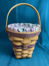 Longaberger Basket Handwoven 1994 Dresden, Ohio 7" Handle w/Liner & Protector